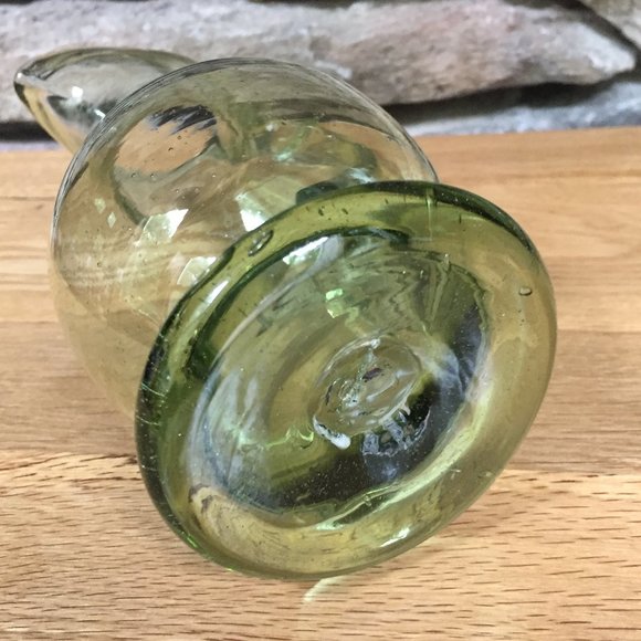 Hand Blown Glass Pitcher Vase Green - Picture 3 of 9